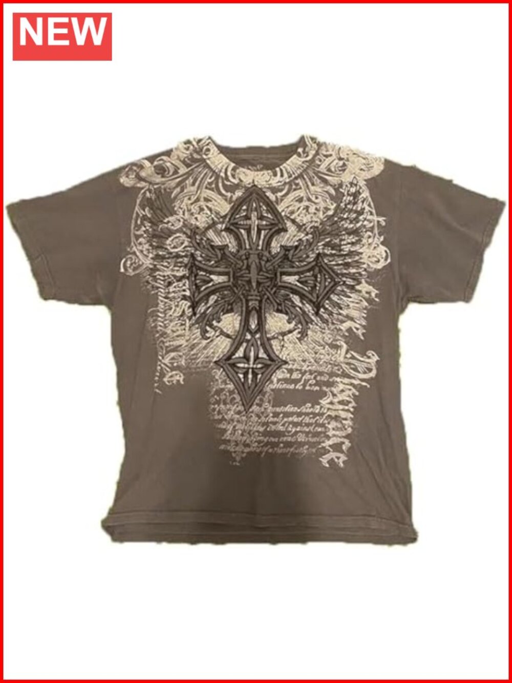 Men's Y2K Vintage Gothic Cross Graphic T-Shirt Round Neck Short Sleeve
